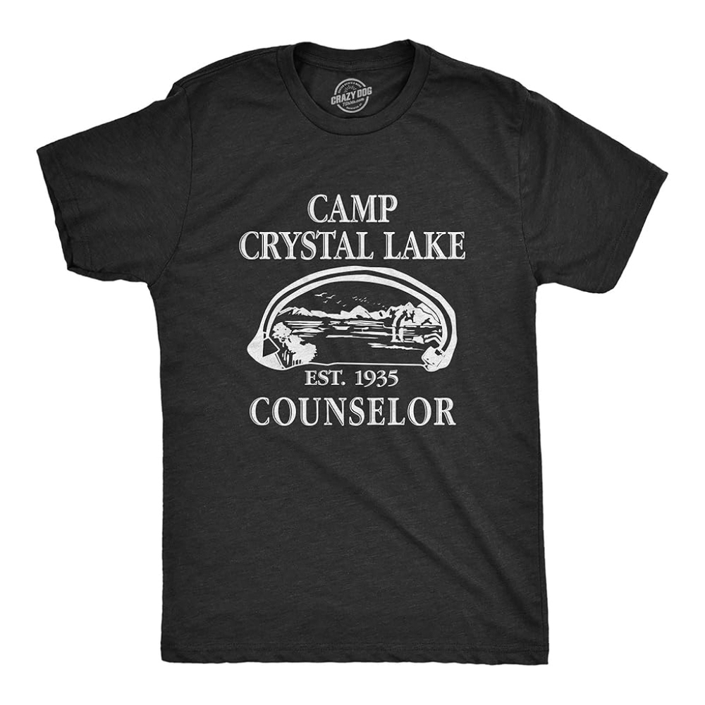 Crazy Dog T-Shirts Dark Gray Camp Crystal Lake Tee